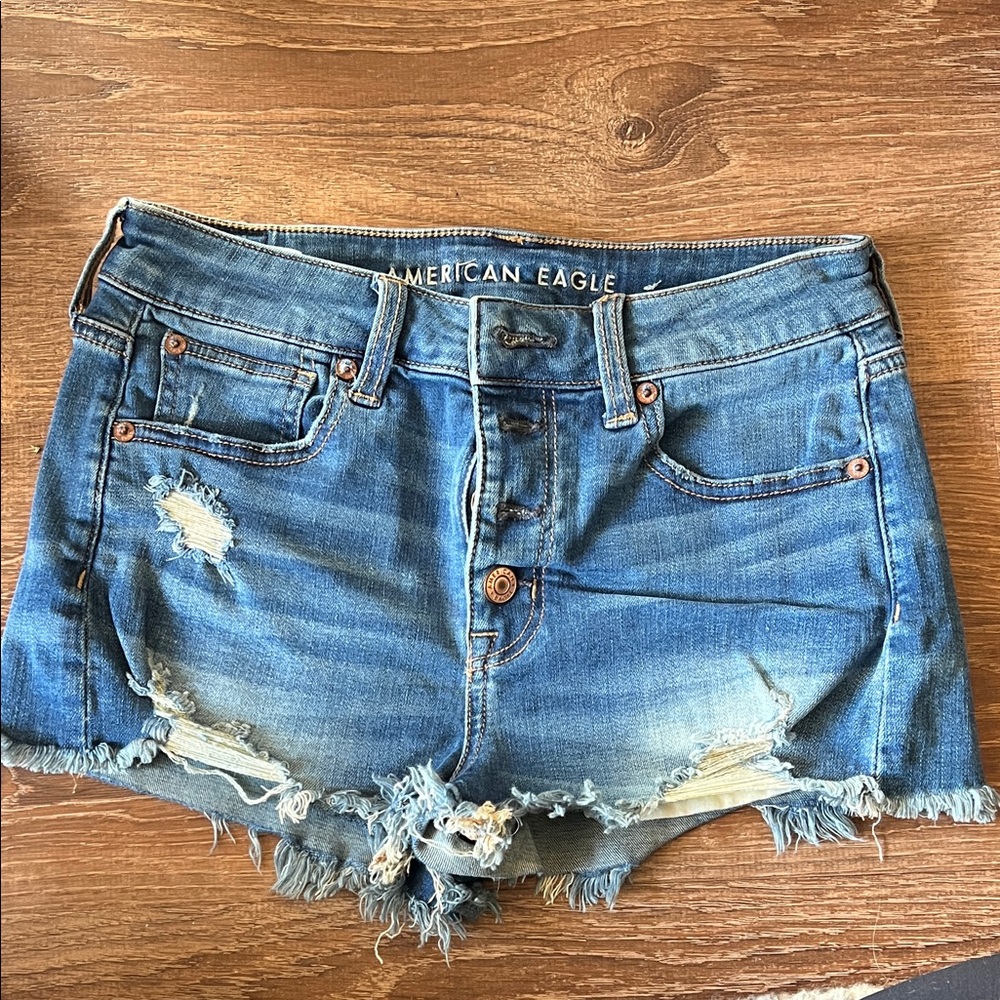 American Eagle Light Blue Denim Jeans - High Rise Shortie